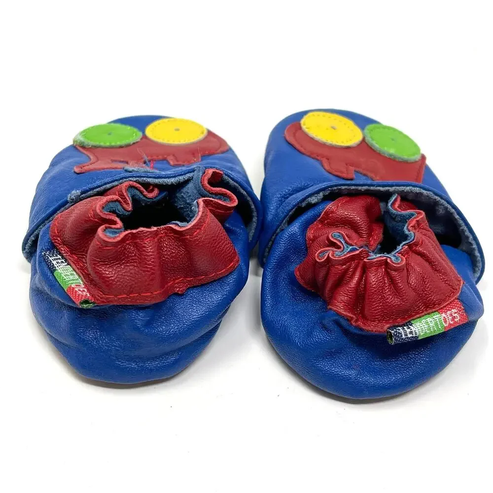 Tender‎ Toes Leather Baby Shoes Blue Tractor Baby Size 0-6 Months